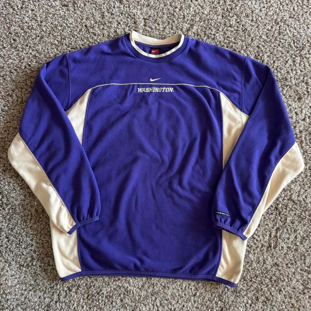 Nike Washington Huskies Fleece Sweatshirt XL Purple Cream Therma-Fit